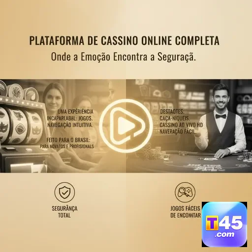 Usuário interage com jogos de cassino no aplicativo t45.
