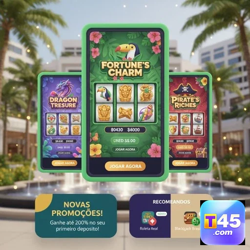 Interface do aplicativo T45 com jogos VIP acessíveis.
