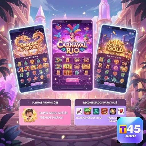 Slots populares Carnaval Rio e Dragon Fortune no t45.