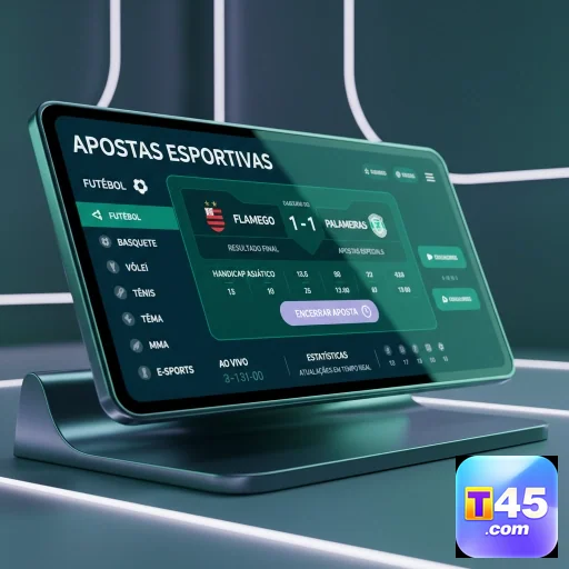 A tela do t45 mostra apostas em jogos de futebol ao vivo.
