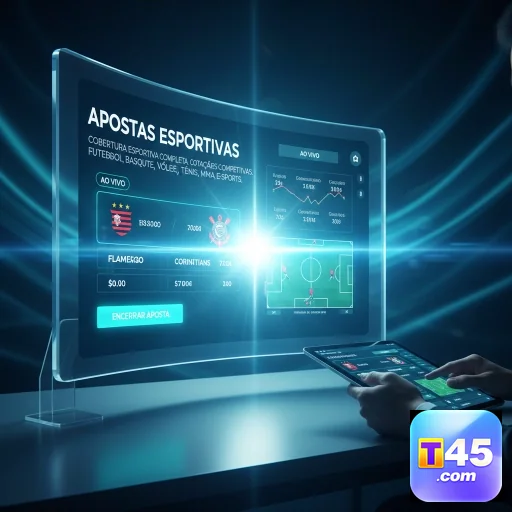 Captura de tela do t45 com apostas esportivas e suporte VIP.