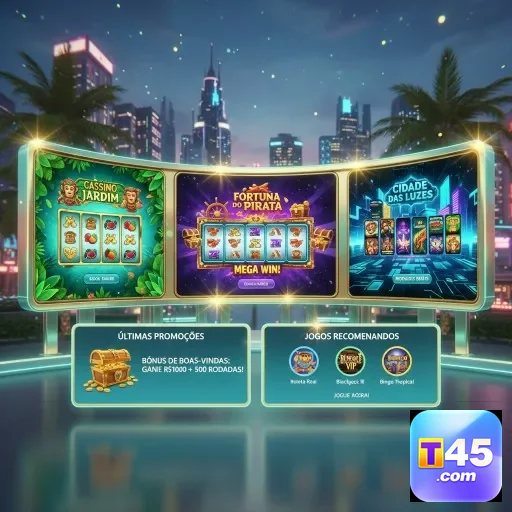 Tela do t45 com jogos e promoções para usuários VIP.