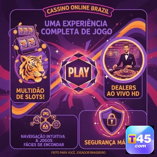 Interface do aplicativo t45 mostrando opções de jogos e segurança.