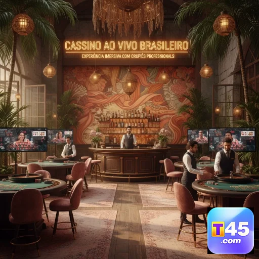 t45 mostra cassino ao vivo com crupiês e mesas de jogos.