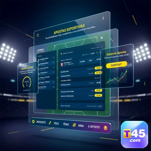 Tela de apostas esportivas no t45 mostrando recursos VIP.