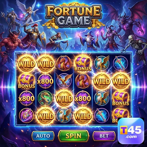 Jogo 'Fortune Game' com símbolos especiais no t45.