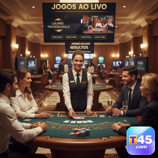 Imagem do aplicativo t45 com opções de apostas VIP e mesas de jogos.