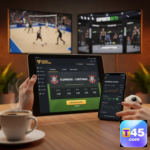 Acesso do usuário ao t45 com odds e eventos ao vivo.