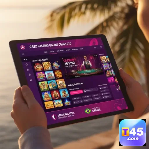 Jogador acessando promoções de slots no t45.