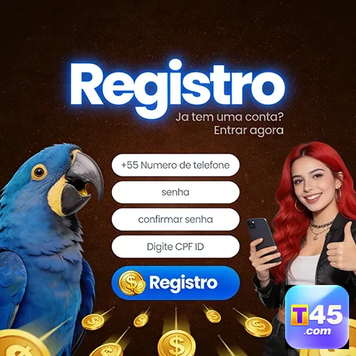 Tela de registro do t45 com detalhes de jogos VIP.