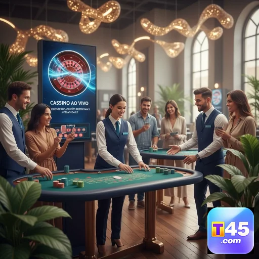 Jogadores interagindo em mesa de cassino ao vivo na t45.
