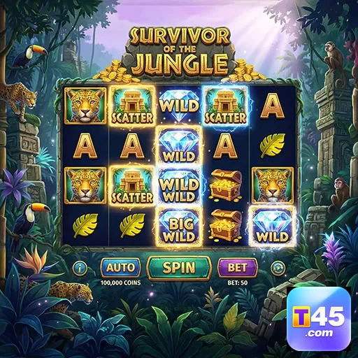 Tela do jogo Survivor of the Jungle no site t45.