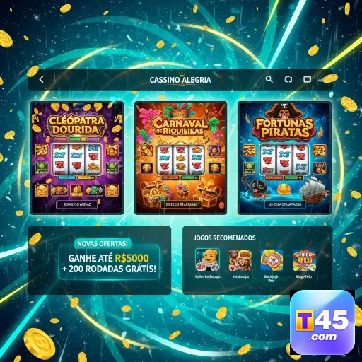Tela do t45 mostrando jogos e bonificações VIP exclusivas.